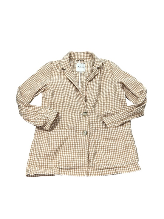 Madewell Jackets & Blazers - Madewell Linen Blazer Jacket Women's Size S Small Tan Gingham
